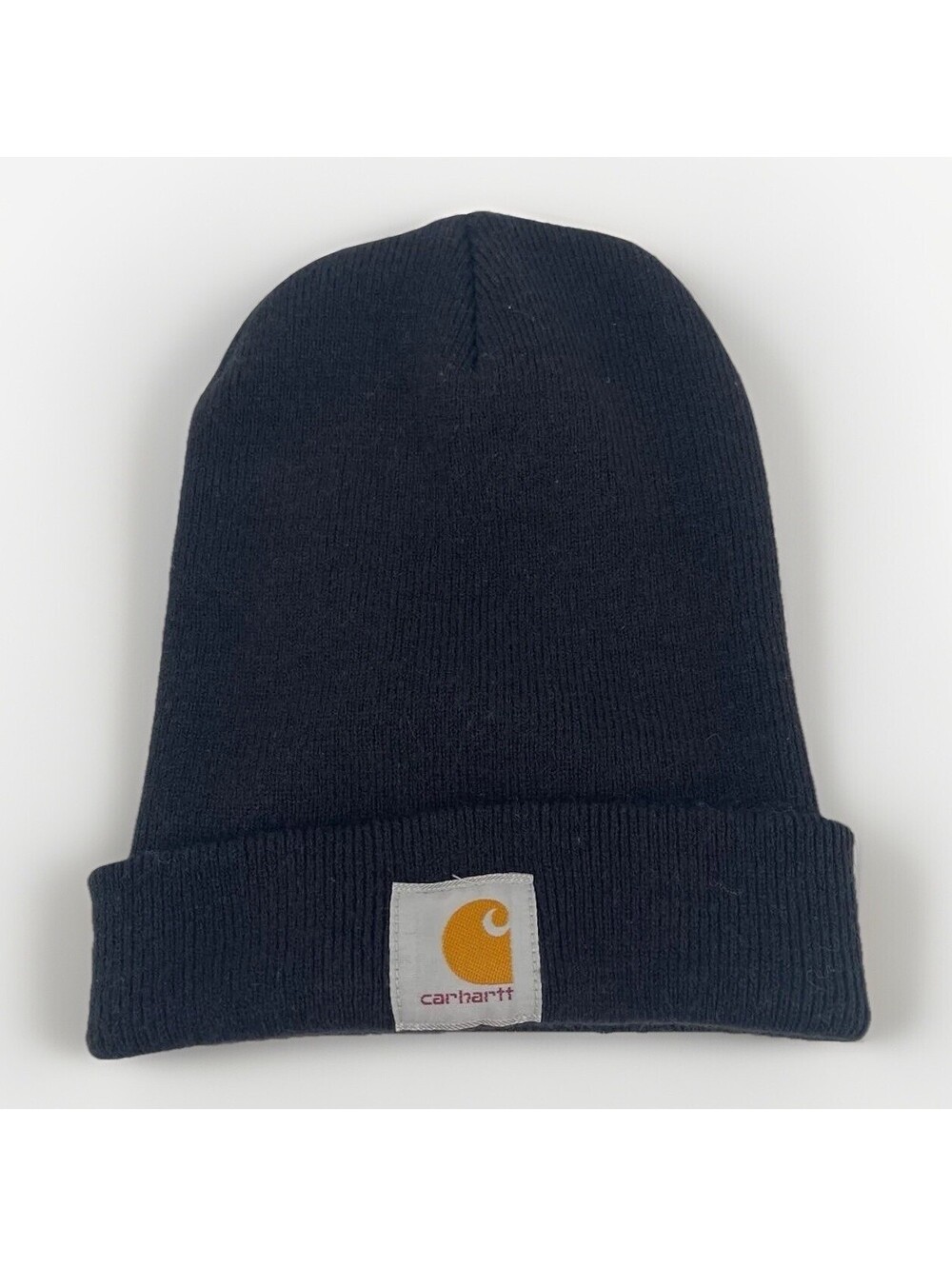 Carhartt Vintage Men`s Black Hat Beanie Made In Usa Logo WIP One Size